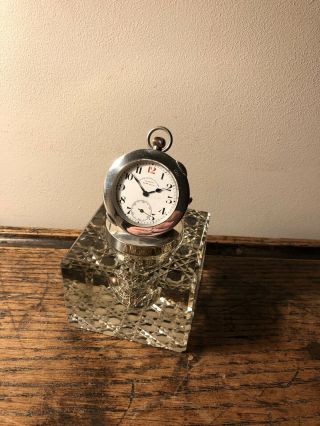 Silver And Glass Inkwell Watch Stand