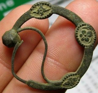 Spanish Ancient Medieval Bronze Earring Antique Pendant Pirate Times 14 - 15th.  C
