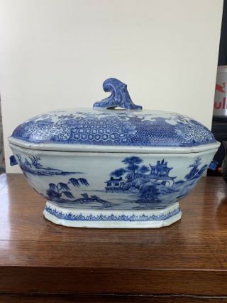 Large Antique Chinese Blue And White Tureen