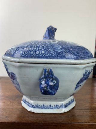 large antique chinese blue and white tureen 3