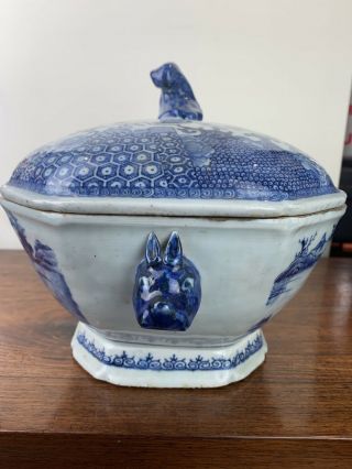 large antique chinese blue and white tureen 6