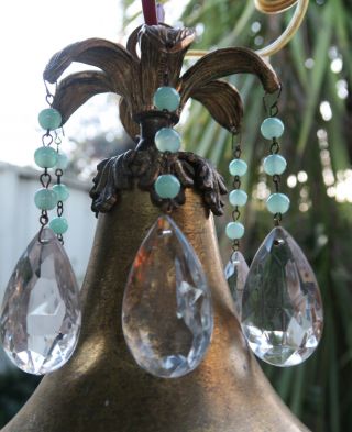 Wedgwood Porcelain brass bronze crystal chandelier lamp Lady shabby palm Greek 3