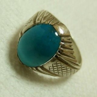 Natural Native Persian Turquoise 925 Silver Men Ring 8.  13 - Gm Size Us:9.  75