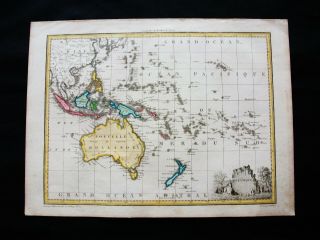 1810 Lapie - Rare Map Of Oceania,  Australia,  Asia,  East Indies,  Java,  Borneo.