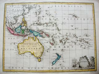 1810 LAPIE - rare map of OCEANIA,  AUSTRALIA,  ASIA,  EAST INDIES,  JAVA,  BORNEO. 2