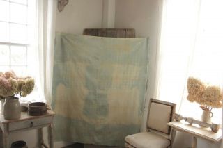 Antique French Linens Sheet Indigo Blue Primitive Dyed 1850 67 Inches By 57 Inch