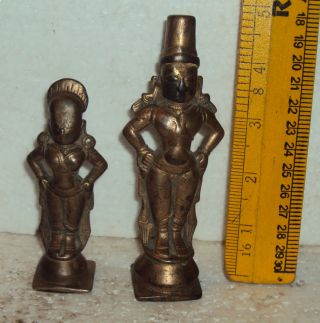 Antique Hindu Traditional Indian Ritual Bronze God Vitthal And Rukmini 1w