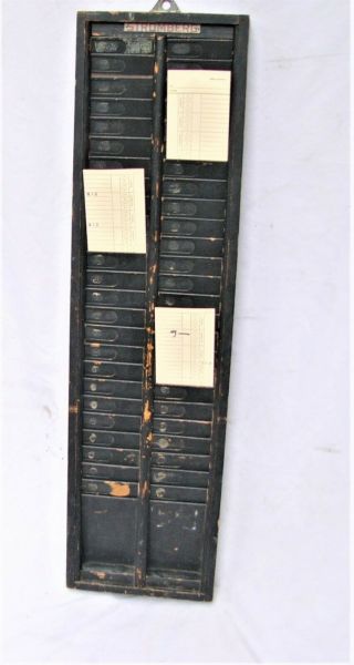 Stromberg Vintage Antique Time Card Rack Holder Solid Wood Factory Rare Find