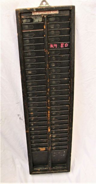STROMBERG Vintage Antique Time Card Rack Holder Solid Wood Factory Rare find 9