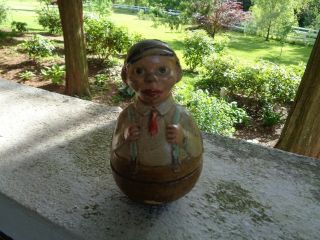 Vintage Antique Paper Mache Roly Poly Man Candy Container Schoenhut Dolly Doll