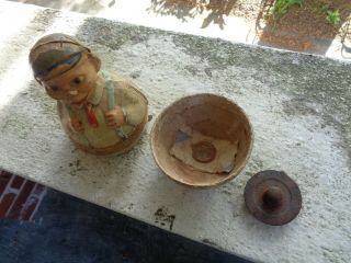 VINTAGE ANTIQUE PAPER MACHE ROLY POLY MAN CANDY CONTAINER SCHOENHUT DOLLY DOLL 6