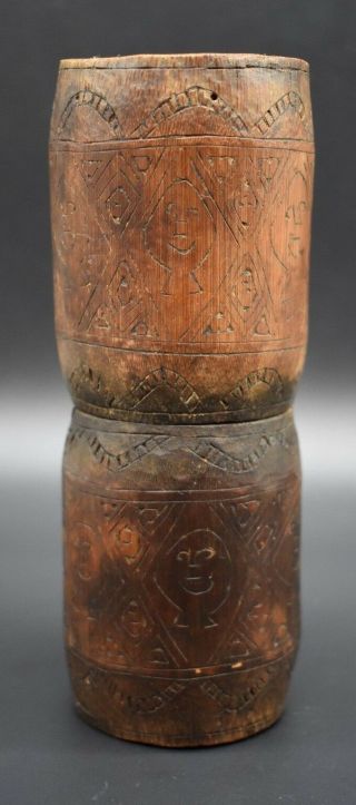 Papa Guinean Wooden Tribal Decorated Pot C.  19th Century Ad