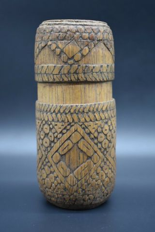 Papa Guinean Wooden Tribal Decorated Pot C.  19th Century Ad