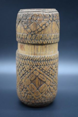 Papa Guinean wooden tribal decorated pot C.  19th century AD 5