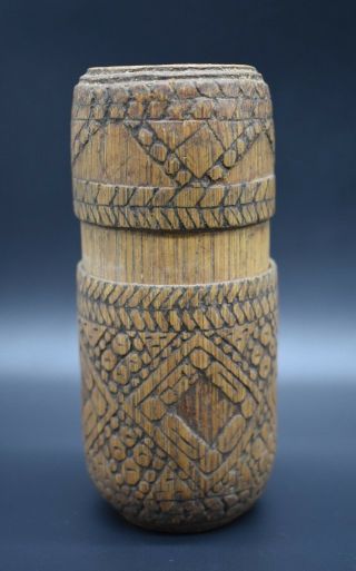 Papa Guinean wooden tribal decorated pot C.  19th century AD 6