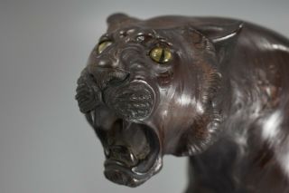 Japanese Antique Bronze Copper Tiger Statue Sculpture Signed Okimono Ornament 4