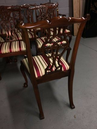 baker inlaid mahogany dining set table and 10 Chippendale chairs 9