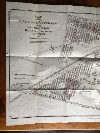 1913 Gettysburg Battlefield 50th Anniversary Veterans Encampment Map Boy Scouts 2