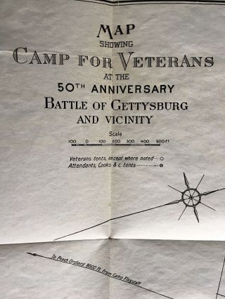 1913 Gettysburg Battlefield 50th Anniversary Veterans Encampment Map Boy Scouts 4