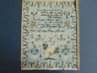 ANTIQUE FOLK ART SCHOOLGIRL SAMPLER by AGNESS DAY AGED 10 YEARS MAY 1,  1824 10