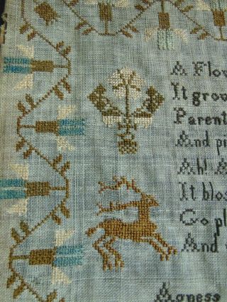 ANTIQUE FOLK ART SCHOOLGIRL SAMPLER by AGNESS DAY AGED 10 YEARS MAY 1,  1824 4