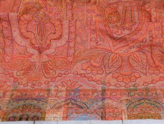 Antique 19th Century Civil War Era Victorian Paisley Shawl White Center 114 x 62 9