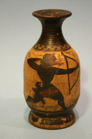 Ancient Greek Pottery Vase Black Figure Hercules - Ca.  550 Bc
