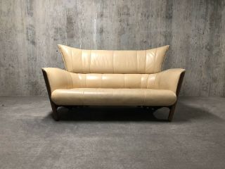 Pacific Green Moorea Sofa In Leather And Wood