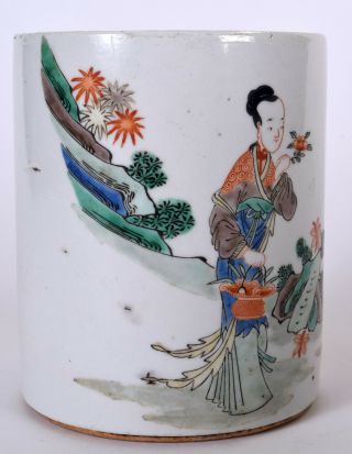 Chinese porcelain brush pot Chinese bitong famille verte kangxi khang shi BIN 4