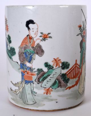 Chinese porcelain brush pot Chinese bitong famille verte kangxi khang shi BIN 5