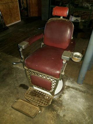 Vintage Emil J Paidar Barber Salon Chair W/ Headrest & Ashtray - Just Needs Tlc