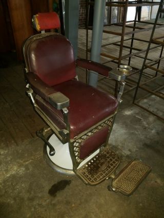 Vintage Emil J Paidar Barber Salon Chair w/ Headrest & Ashtray - Just needs TLC 2