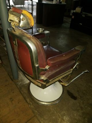 Vintage Emil J Paidar Barber Salon Chair w/ Headrest & Ashtray - Just needs TLC 3