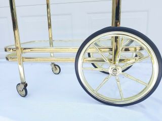 Bar Tea Cart Trolley Cocktail Kitchen Island Clear Glass Chrome Brass 70s 3