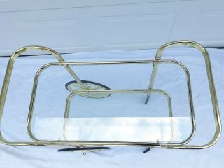 Bar Tea Cart Trolley Cocktail Kitchen Island Clear Glass Chrome Brass 70s 6