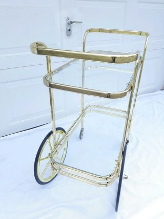 Bar Tea Cart Trolley Cocktail Kitchen Island Clear Glass Chrome Brass 70s 7