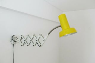 Vintage SIS Yellow Scissor Lamp 20th Century Wall Light 3