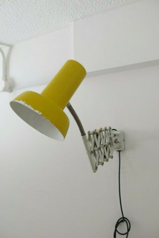 Vintage SIS Yellow Scissor Lamp 20th Century Wall Light 5