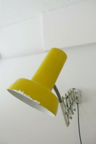 Vintage SIS Yellow Scissor Lamp 20th Century Wall Light 8