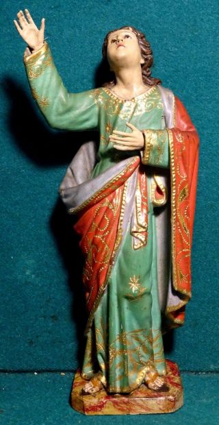 St John The Evangelist Antique 19th Cent.  Wood Figure Statue 270mm - Santos
