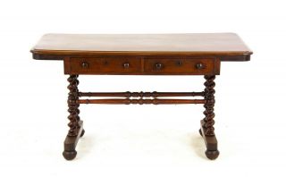 Antique Walnut Table,  Victorian Barley Twist Writing Desk,  Scotland 1880,  B1357