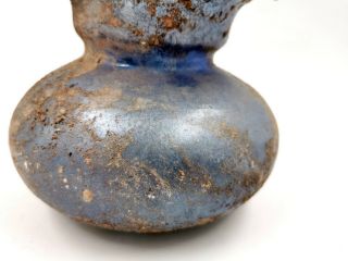 GREEK HELLENISTIC CA.  400 BC COBALT BLUE GLASS INTERESTING BOTTLE - RARE - R322 3