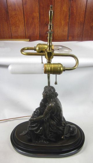 Antique Schoenewerk Bronze Sculpture Lamp Figurine Statue 