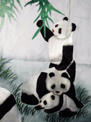 Handwoven Silk Chinese Embroidery - 10 Pandas (153 cm x 73 cm) 1 2