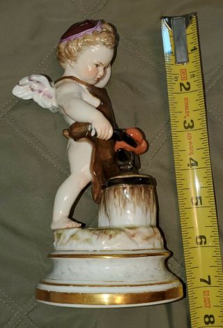C1880 Scarce Meissen Porcelain figurine Cherub Cupid Forging Heart L114 2