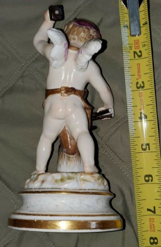 C1880 Scarce Meissen Porcelain figurine Cherub Cupid Forging Heart L114 4