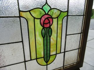 ANTIQUE AMERICAN STAINED GLASS WINDOW ROSE 36 x 34 ARCHITECTURAL SALVAGE 2