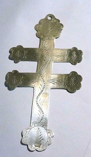 Canadian Silver Trade Cross For Furs By Charles Arnoldi,  Mtl 1753 - 1817