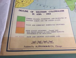 vintage Nystrom Pull Down Map Western Colonialism In Asia In 1954 12128A 2