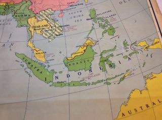 vintage Nystrom Pull Down Map Western Colonialism In Asia In 1954 12128A 5